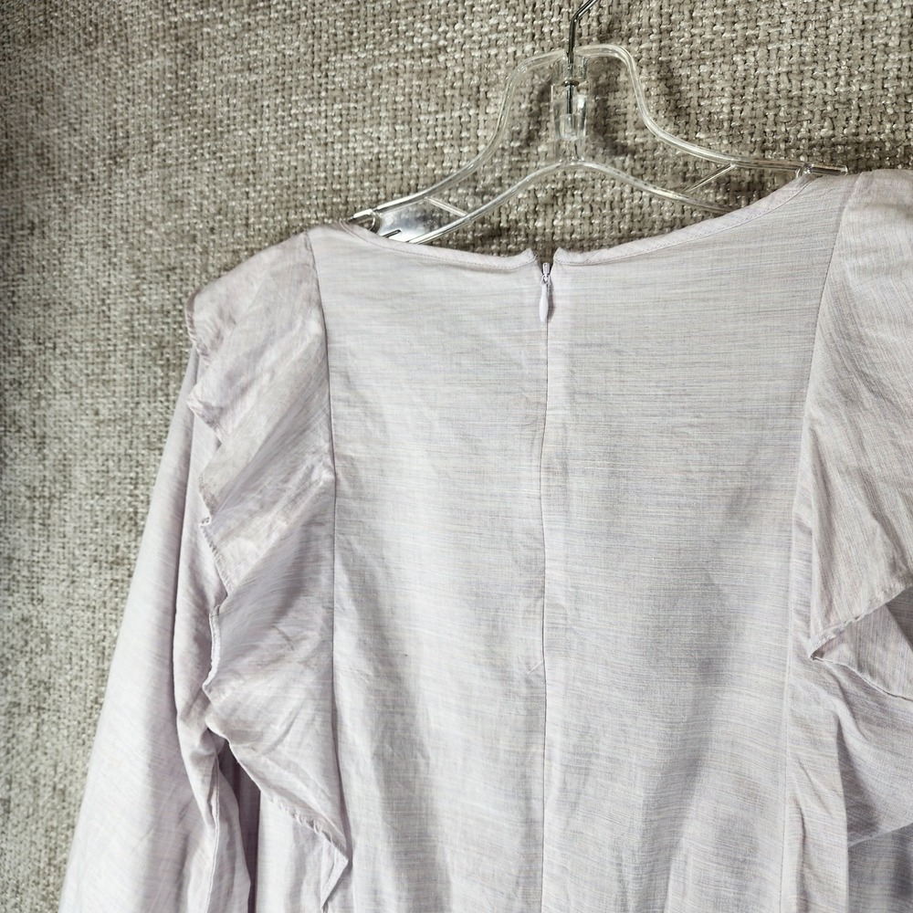 Madewell Long Sleeve Ruffle Dress Womens 10 Pale Lavender Cotton Blend Cottage - Picture 10 of 13